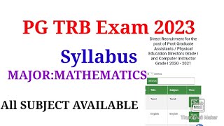 PG TRB EXAM 2023Syllabus pg trb exam 2023pg trb maths syllabuspg trb syllabus unit 110pg TRB [upl. by Valerie83]