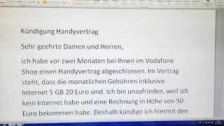 DTZ  B1 Test Brief  Kündigung Handyvertrag [upl. by Aled]