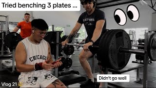 Vlog 21  I tried benching 3 plates [upl. by Chicoine35]