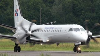 Saab 2000 Braathens Regional Take Off at Bern Airport  Nice Turboprop Sounds [upl. by Lacy855]