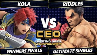 CEO 2024 WINNERS FINALS  Riddles Kazuya Vs Kola Roy Smash Ultimate  SSBU [upl. by Adnar646]