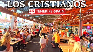 TENERIFE  LOS CRISTIANOS  Euro 2024 Atmosphere in Bar Area 😎 4K Walk ● July 2024 [upl. by Jahdol]