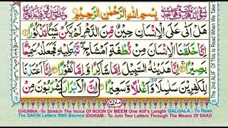 Learn Quran Reading Very Simple and Easy Surah 76 Al insaan  Al Dahr [upl. by Auric]