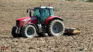 Rolling with MasseyFerguson 7495 On ploughed land [upl. by Sibell]