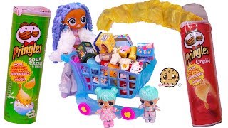 Winter Disco OMG Big Brother  Sister Grocery Shopping for Shopkins Real Littles [upl. by Alliuqat656]