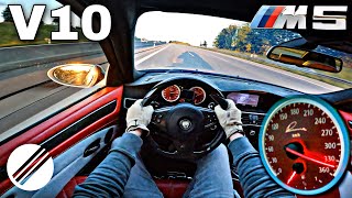 700HP BMW M5 E60 V10 BIKOMPRESSOR TOP SPEED DRIVE ON GERMAN AUTOBAHN 🏎 [upl. by Sandra639]