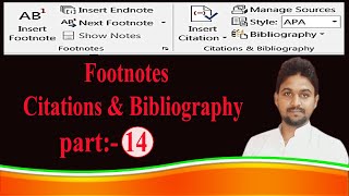 how to use footnote and citation  bibliography in word  reference tab ms word part14 reference [upl. by Nerta]