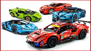 COMPILATION LEGO TECHNIC Top 5 Cars of All Time Buggati Chiron  Lamborghini Centario  Ferrari 488 [upl. by Sairtemed]