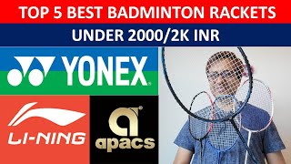 🔥TOP 5 BEST BADMINTON RACKETS UNDER 2000INR🔥HIN🔥TOP 5 BADMINTON RACKETS UNDER 2000INR🔥15K2KINR [upl. by Charlena]