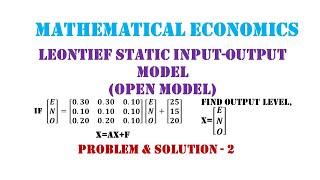 Leontief InputOutput Model  Problem and Solution 2 [upl. by Rovner]