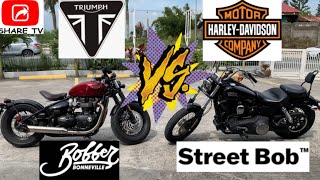 Harley Davidson Street Bob vs Triumph Bobbersharetvph [upl. by Alya]