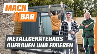 Metallgerätehaus aufbauen und fixieren  OBI [upl. by Body]