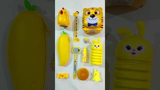 New Yellow Stationery Items Pencil Pouch Sharpener Piggy Bank Pen stationery backtoschool [upl. by Annaerda]