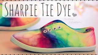 DIY SHARPIE TIE DYE SHOES  Rainbow Sneakers  How To  SoCraftastic [upl. by Rosner896]