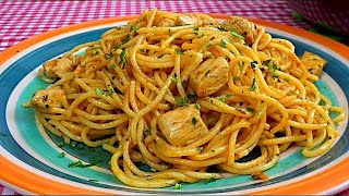 Cocina una deliciosa pasta en 10 minutosreceta fácil espaguetis con polloA mi manera [upl. by Aik709]