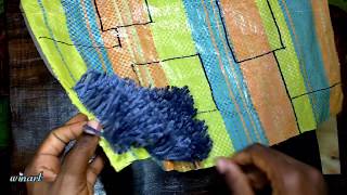 How to make door mat using gunia sack DIY Shaggy mat at home Handmade mat [upl. by Moonier696]