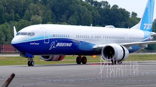 Boeing Company 737 MAX 10 Testbed Takeoff Landing And Taxi At Boeing Field [upl. by Galven]