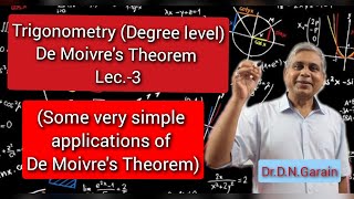 De Moivres Theorem Lec3Some very simple applications of De Moivres theorem [upl. by Hera]