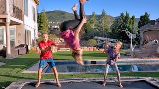 Teaching our mom to do a Back Flip She Can’t say NO [upl. by Longley]