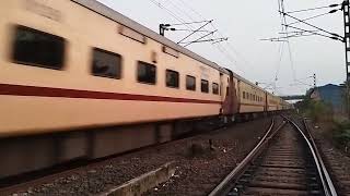 Ernakulam  Pune Superfast Express 22149 Blasts through Karmali Railway Station evening ICF Action [upl. by Einnal]