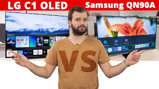 LG C1 OLED vs Samsung QN90A QLED  HighEnd Model fight [upl. by Dulcine]