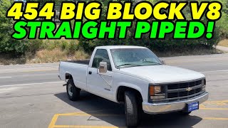 2000 Chevy 3500 454 BIG BLOCK V8 Exhaust w STRAIGHT PIPE [upl. by Leilani]