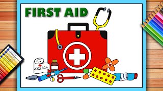 World First Aid Day Drawing  First Aid Box Drawing  First Aid Kit Drawing  First Aid Day Poster [upl. by Keheley764]