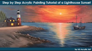 How to Paint a Lighthouse Sunset StepbyStep Acrylic Painting Tutorial for Beginners [upl. by Tana]