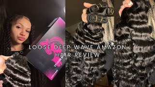 SOFTEST Amazon HAIR Review 😍 Vallbest Loose Deep Wave Hair [upl. by Gillespie]