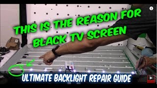 How to fix LED LCD TV black screen no backlight TV disassemble testing LEDs ordering part repair [upl. by Enicul537]