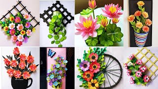 8 best paper flower wallhanging craft ideas wall decoration ideadiy craftpaper craftwallmate [upl. by Annoyi]