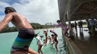 KIKI JUMPED OFF FROM HANALEI PIER 081620244 [upl. by Sherwood416]