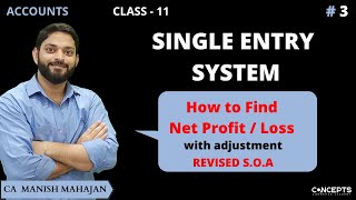 Statement of Affairs and Statement of Profit amp Loss with Adjustments  Single Entry System Class 11 [upl. by Winchester]