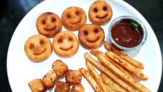 Tasty snacks  smileys  Potato cheesy bites  French fries  easy snacks for kids [upl. by Proulx]