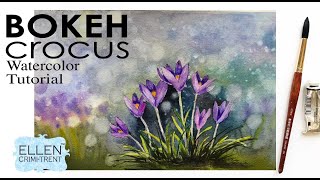 Watercolor Crocus with Bokeh Effect tutorial [upl. by Ahsilam]