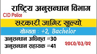 राष्ट्रिय अनुसन्धान विभाग विज्ञापन २०८०  Rastriya Anusandhan Bibhag vacancy 2080  CID Vacancy [upl. by Woermer]