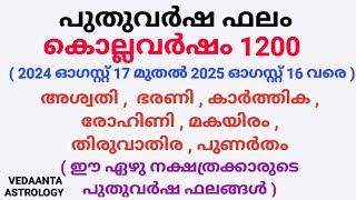 പുതുവർഷഫലം1200 അശ്വതി ഭരണി കാർത്തിക രോഹിണി മകയിരം തിരുവാതിര പുണർതംMalayalamNew year predictions1200 [upl. by Marlene855]