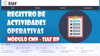 Insertar Actividades Operativas en el Módulo PMBSO  SIAF RP para el registro del CMN 20252027 [upl. by Lauer]