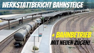 H0 Modellbahn Fahrbetrieb mit neuen Zügen und ein Bericht aus der Werkstatt mit dem neuen Bahnsteig [upl. by Meean488]