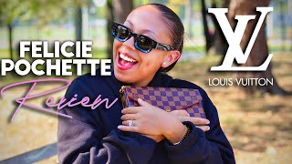 Louis Vuitton Felicie Pochette Review  LV Pochette Mod Shots amp What Fits  Luxury Purse Review [upl. by Mariel]