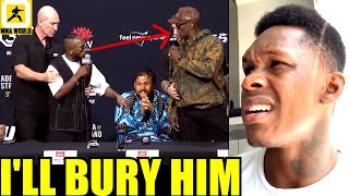 Israel Adesanya reacts his confrontation with LITTLE MIDGET Manel KapeSean StricklandUFC 293 [upl. by Anitreb]