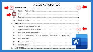 ⚡INSERTAR ÍNDICE Y NUMERACIÓN AUTOMÁTICA EN WORD 2022  NORMAS APA 7ma EDICIÓN [upl. by Niall]