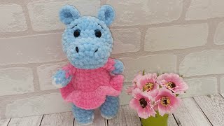 БЕГЕМОТИК из плюшевой пряжи крючкомamigurumi hippopotamusNilpferd häkeln [upl. by Korten]