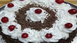 eggless black forest cake without oven  chocolate cake in kadai cake recipe in hindi  cake icing [upl. by Aicxela]