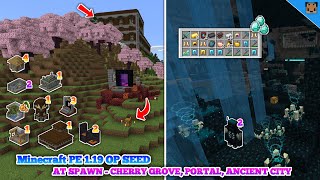 MCPE 120 Op Seed  At spawn with Cherry grove and Portal  Ancient city with Diamond [upl. by Ahsinauj326]