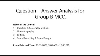 Question and Answer Analysis  MCQ  Group B  JET for FTII amp SRFTI [upl. by Alicec]