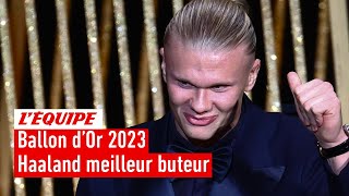 Ballon dOr 2023  Erling Haaland Manchester City remporte le Trophée Gerd Müller [upl. by Schreib]