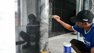 TUTORIAL  Cara Membuat Motif Marmer Pillar Sampai Selesai  How to Make Marble Pillar Paint [upl. by Avie671]