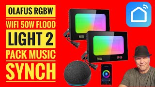 Olafus 50W RGB WIFI LED Flood Light Panels Music Feature works with Smart Life APP works with Alexa [upl. by Javier]