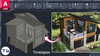 Modern Home Design in AutoCAD Architecture 2024 timelapse [upl. by Enamart531]